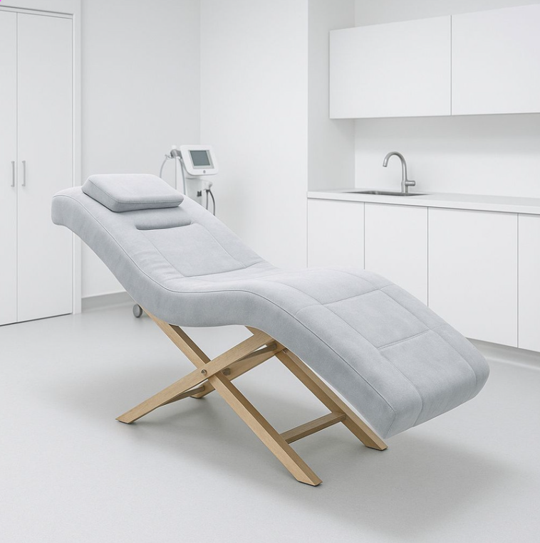 Łóżko PRIME AURA w aranżacji naturalnego wnętrza z roślinami – welur ecru i złota podstawa